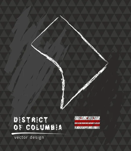 Kaart Van District Columbia Krijt Schets Vectorillustratie — Stockvector