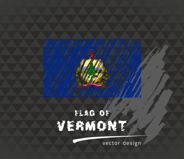 Vermont bayrak, vektör kroki elle çizilmiş çizim karanlık grunge arka plan üzerinde