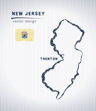 New Jersey Ulusal vektör harita beyaz arka plan üzerinde çizim