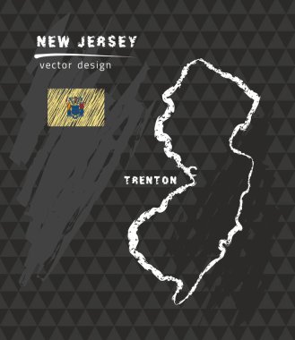 New Jersey, tebeşir sketch vektör çizim Haritası