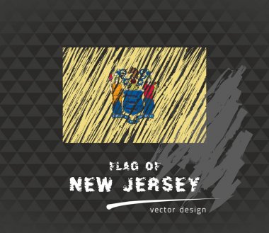 New Jersey, vektör kalem çizim siyah arka plan üzerine bayrağı