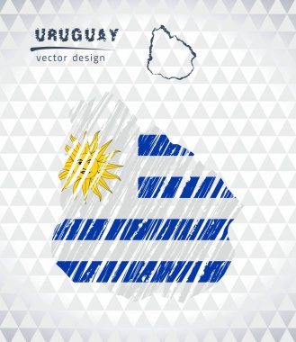 Uruguay Haritası ile elle çizilmiş kroki kalem harita içinde. Vektör çizim