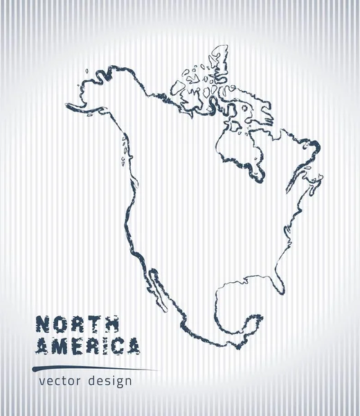 Карта Рисунка Векторного Мела Северной Америки Изолированная Белом Фоне — стоковый вектор