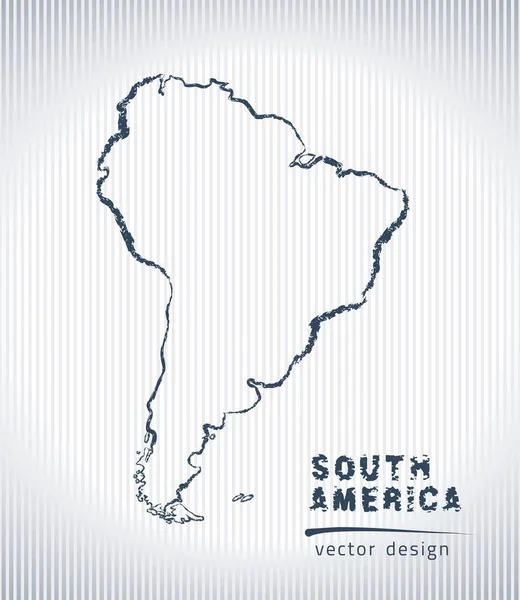 Amérique Sud Dessin Vectoriel Craie Isolé Sur Fond Blanc — Image vectorielle
