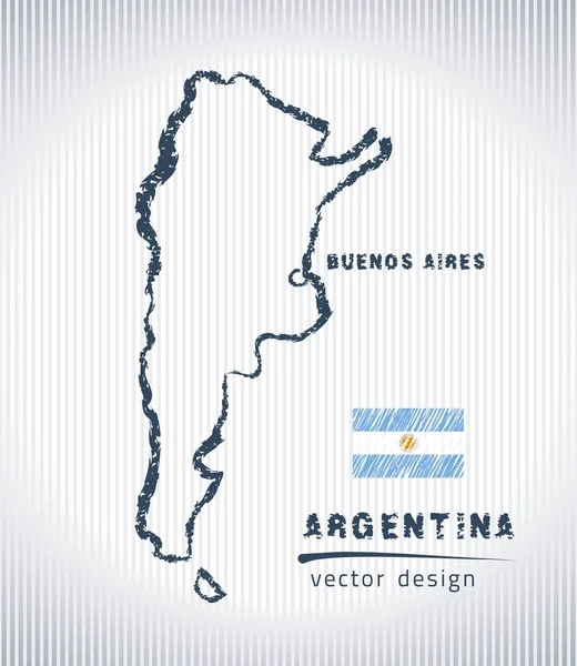 Argentina Mapa Nacional Dibujo Vectorial Sobre Fondo Blanco — Archivo Imágenes Vectoriales