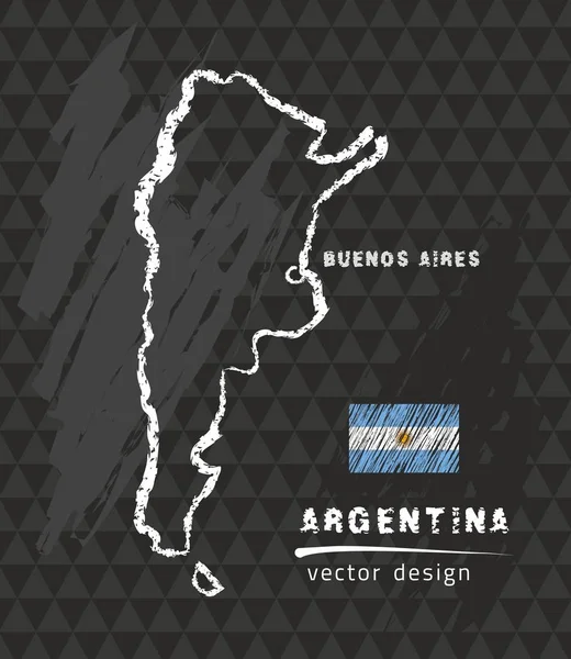 Karte Von Argentinien Kreideskizze Vektorillustration — Stockvektor