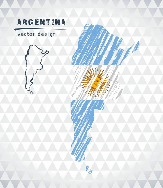 Mapa Vectorial Argentino Con Bandera Interior Aislada Sobre Fondo Blanco — Archivo Imágenes Vectoriales