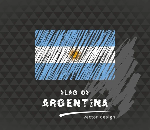 Bandera Argentina Ilustración Lápiz Vectorial Sobre Fondo Negro — Archivo Imágenes Vectoriales