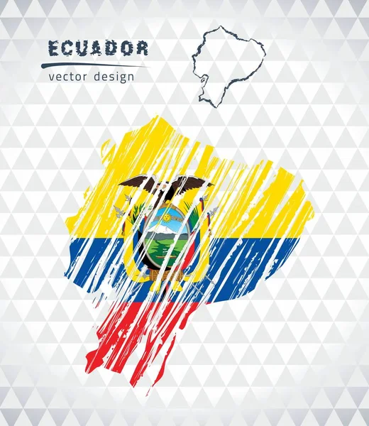 Mapa Vectorial Ecuador Con Bandera Interior Aislada Sobre Fondo Blanco — Archivo Imágenes Vectoriales