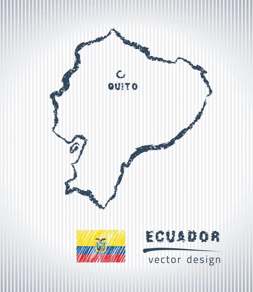 Ecuador National Vector Drawing Map White Background — Stock Vector
