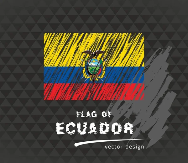 Flag Ecuador Vector Pen Illustration Black Background — Stock Vector