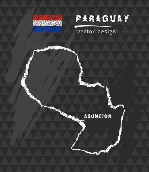 Paraguay Carte Dessin Stylo Vecteur Sur Fond Noir — Image vectorielle