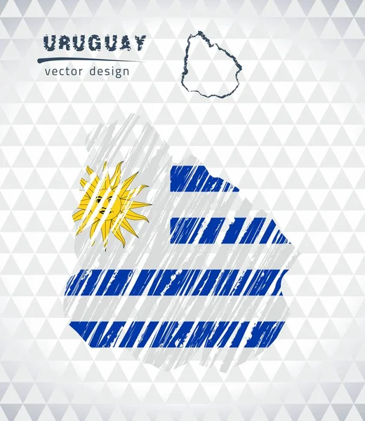 Mapa Uruguay Con Mapa Dibujado Mano Pluma Dentro Ilustración Vectorial — Archivo Imágenes Vectoriales