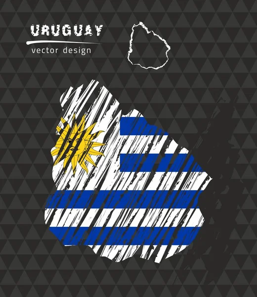 Uruguay Mapa Vectorial Nacional Con Bosquejo Bandera Tiza Dibujo Tiza — Archivo Imágenes Vectoriales