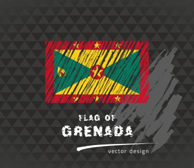 Grenada, vektör kalem çizim siyah arka plan üzerine bayrağı