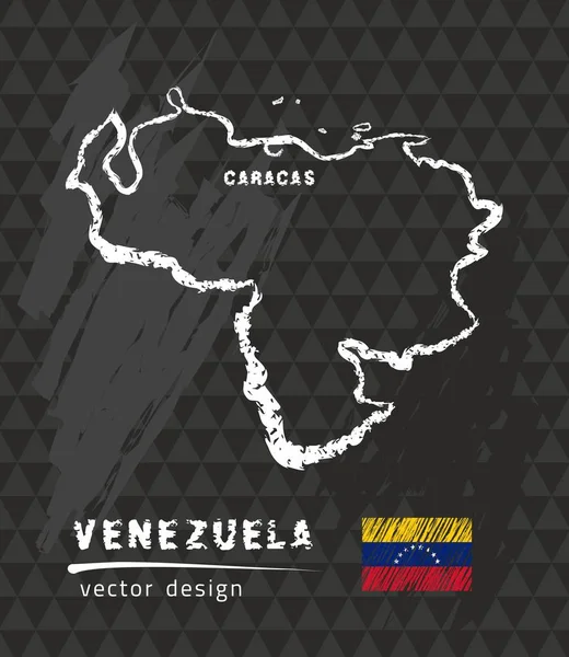 Karte Von Venezuela Kreideskizze Vektorillustration — Stockvektor