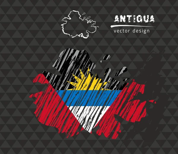 Antigua Mapa Con Bandera Interior Sobre Fondo Negro Dibujo Tiza — Archivo Imágenes Vectoriales