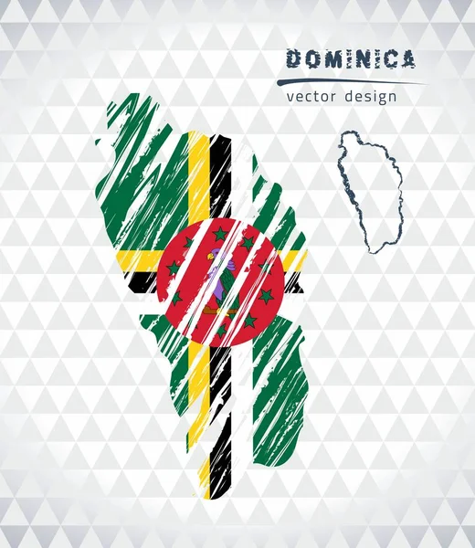 Mapa Dominica Con Mapa Dibujado Mano Pluma Dentro Ilustración Vectorial — Archivo Imágenes Vectoriales