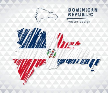 Dominik Cumhuriyeti haritası ile elle çizilmiş kroki kalem harita içinde. Vektör çizim