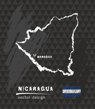Nikaragua, tebeşir sketch vektör çizim Haritası