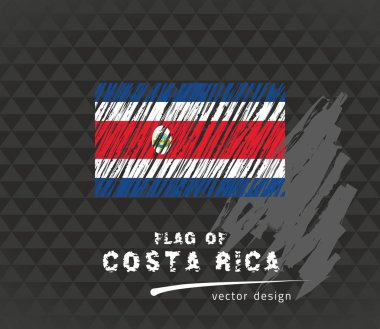 Kosta Rika bayrak, vektör kroki elle çizilmiş çizim karanlık grunge arka plan üzerinde