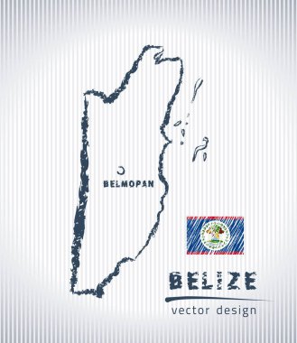 Belize Ulusal vektör harita beyaz arka plan üzerinde çizim