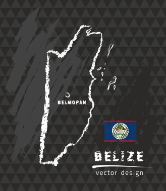 Belize, tebeşir sketch vektör çizim Haritası