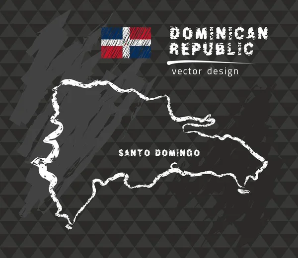 Dominik Cumhuriyeti harita, siyah arka plan üzerine çizim vektör kalem