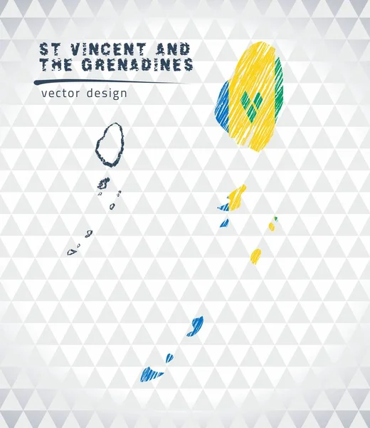 Векторная Карта Сент Винсента Гренадин Флагом Внутри Изолирована Белом Фоне — стоковый вектор