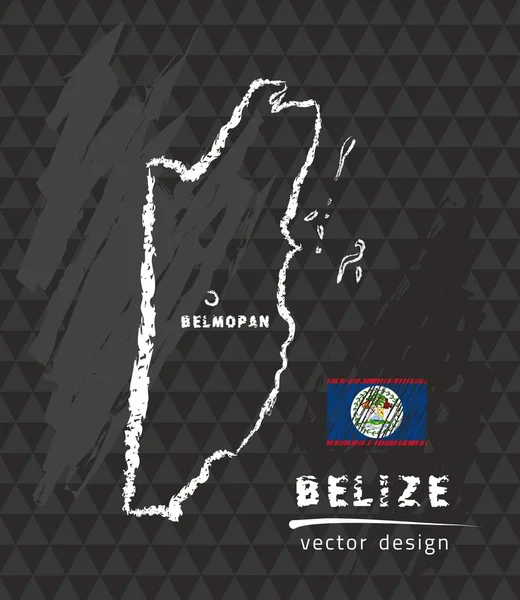 Belize, tebeşir sketch vektör çizim Haritası