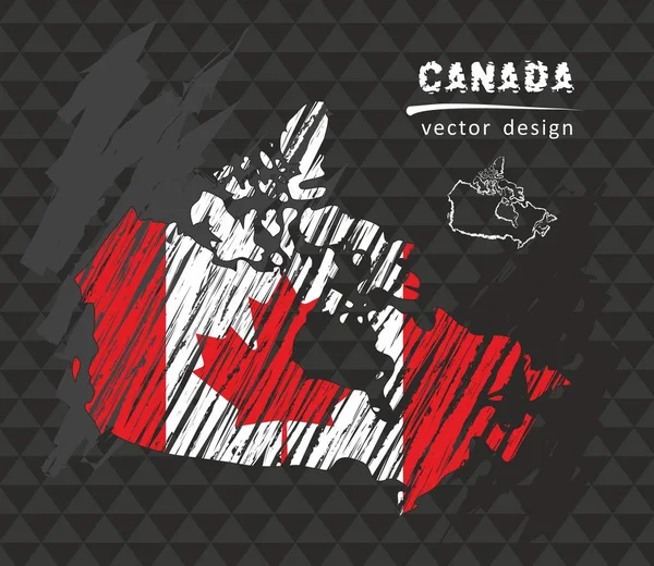 Канада Національної Вектор Карту Ескіз Крейда Прапор Ескіз Крейда Боку — стоковий вектор