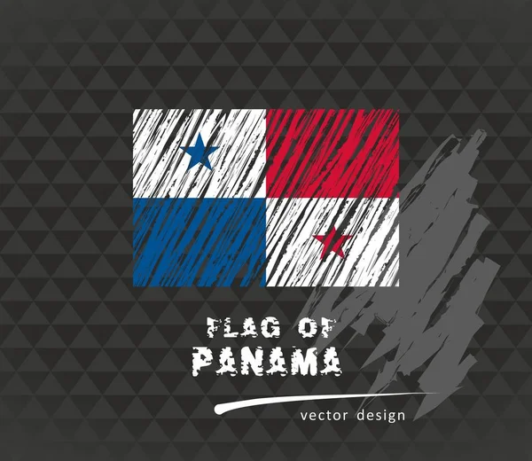 Panama Flagg Vektorillustration Skiss Hand Dras Mörk Grunge Bakgrund — Stock vektor