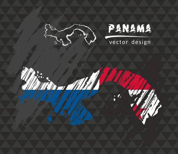 Panama National Vector Map Sketch Chalk Flag Sketch Chalk Hand — Stock Vector