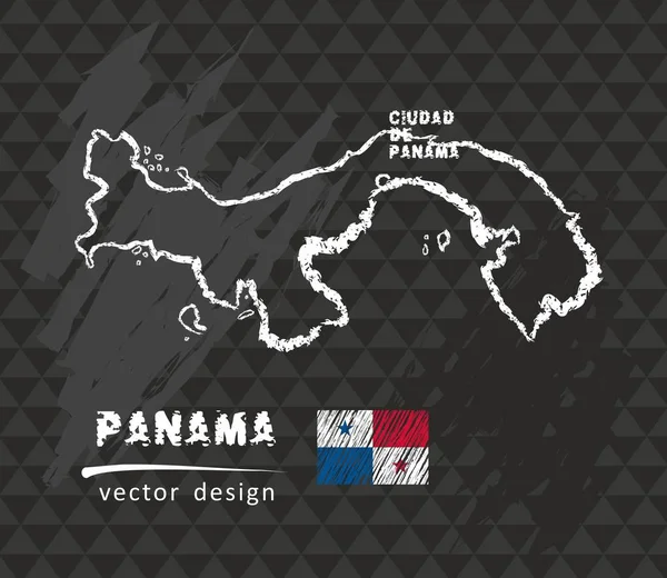 Panama harita, siyah arka plan üzerine çizim vektör kalem