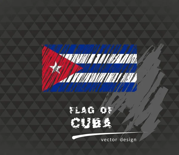 Kuba Flagga Vektorillustration Skiss Hand Dras Mörk Grunge Bakgrund — Stock vektor