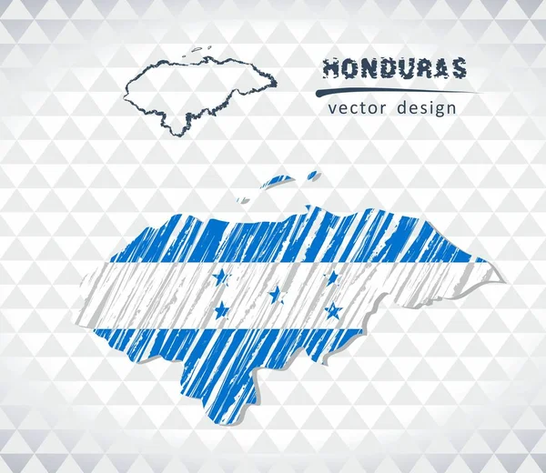 Honduras Vector Map Flag Isolated White Background Sketch Chalk Hand — Stock Vector