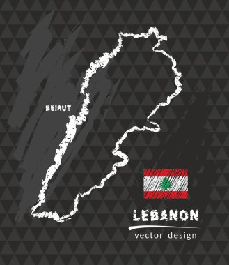 Lübnan harita, siyah arka plan üzerine çizim vektör kalem