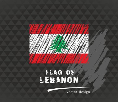 Lübnan bayrağı, vektör kroki elle çizilmiş çizim karanlık grunge arka plan üzerinde