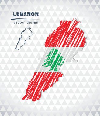 Lübnan Haritası ile elle çizilmiş kroki kalem harita içinde. Vektör çizim