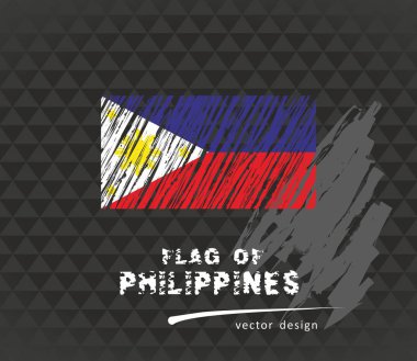 Filipinler bayrağı, vektör kroki elle çizilmiş çizim karanlık grunge arka plan üzerinde