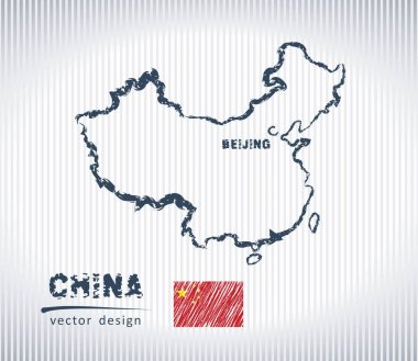 Çin Ulusal vektör harita beyaz arka plan üzerinde çizim