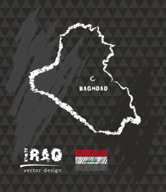 Irak, tebeşir sketch vektör çizim Haritası