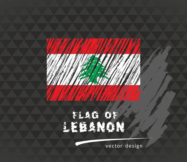 Lübnan bayrağı, vektör kroki elle çizilmiş çizim karanlık grunge arka plan üzerinde