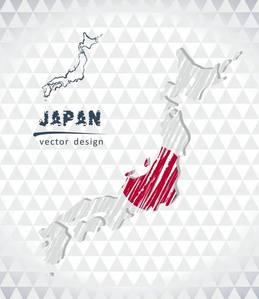 Mapa Japón Con Mapa Dibujado Mano Pluma Dentro Ilustración Vectorial — Vector de stock