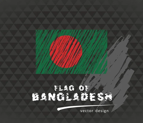 Flag Bangladesh Vector Pen Illustration Black Background — Stock Vector
