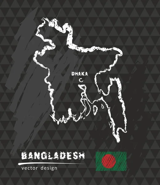 Mapa Bangladesh Ilustración Del Vector Boceto Tiza — Vector de stock