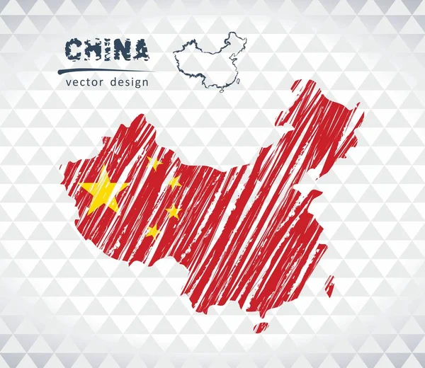 Mappa Della Cina Con Bandiera All Interno Sullo Sfondo Bianco — Vettoriale Stock