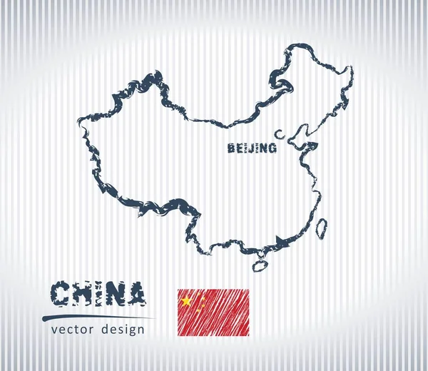 China Nationale Vector Tekening Kaart Witte Achtergrond — Stockvector
