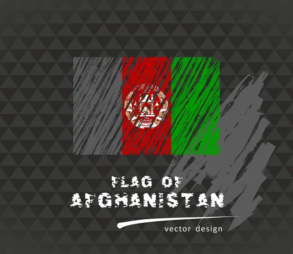 Bandera Afganistán Lápiz Vectorial Ilustración Sobre Fondo Negro — Vector de stock