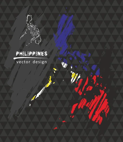 Philippines National Vector Map Sketch Chalk Flag Sketch Chalk Hand Royalty Free Stock Illustrations